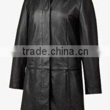 DL-1701 high-quality designer fashion long leather coat for ladies