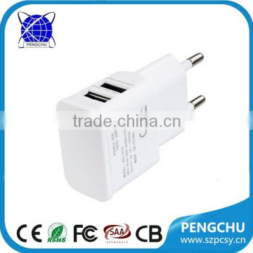 Portable USB Power Charger 2 Dual USB Port 5V 3A Mini USB Travel Charger For Samsung