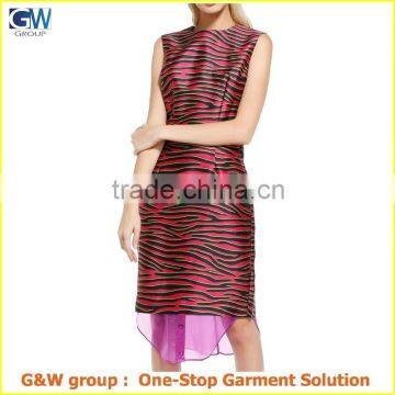 Rose stripe dress new style design Temperament sleeveless Rose stripe dress