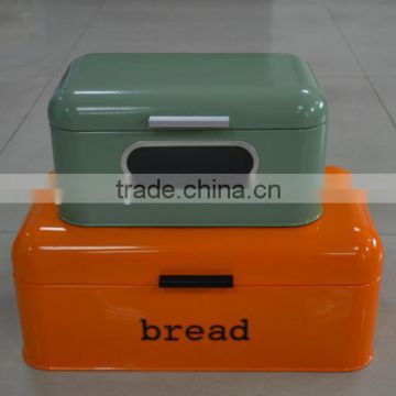 colorful metal bread box