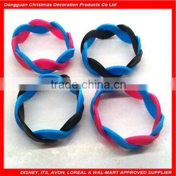 short run two colors silicone twisted chain bracelets