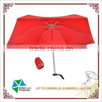 Red pongee promotion 5 folded mini umbrella