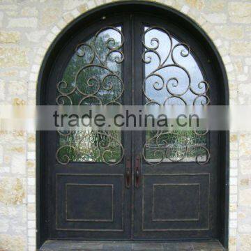 wrought iron double door with kick panel