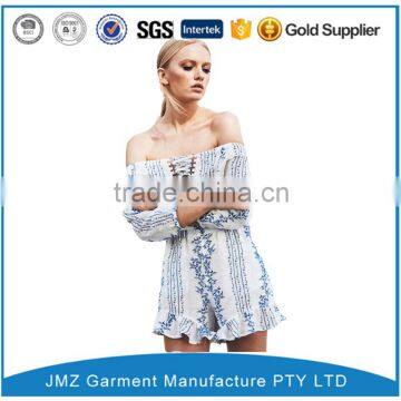 new print summer white off-the-shoulder women clothing