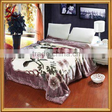 Super Soft Micro Plush Mink Blanket Flower Printed Raschel Blanket 220x240CM