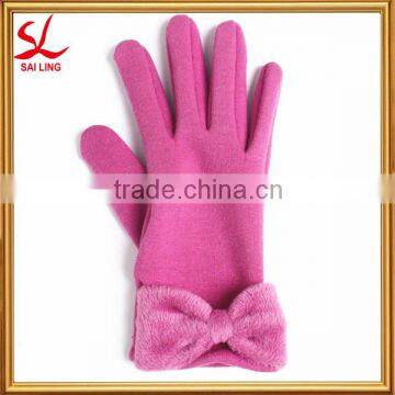 2015 Hot Sale Winter Warm Girls igloves Newest Fashion Fleece Thermal Gloves Pink With Bowknow