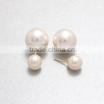 Wholesale China Silver Front And Back Double Pearl Stud Earrings