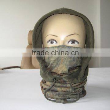 New fashion camo microfiber fleece warmed hood hats face mask with adjustable string