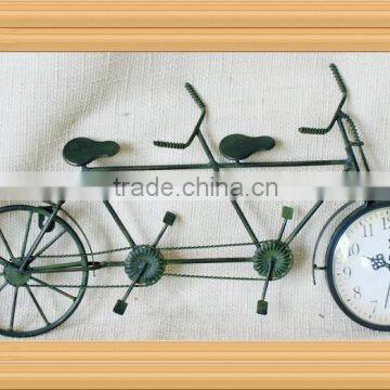 Metal decorative Bicyclel wall art with clock