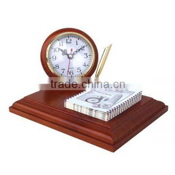 solid wood multifunctional custom table pen stand with clock