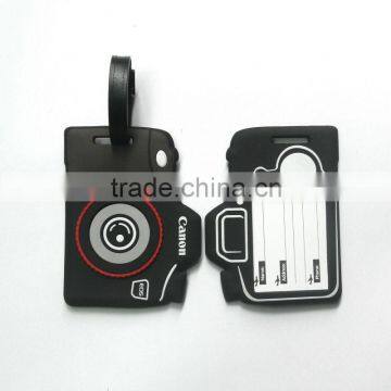 Canon camera shape rubber luggage tag , 3d pvc rubber baggage tag