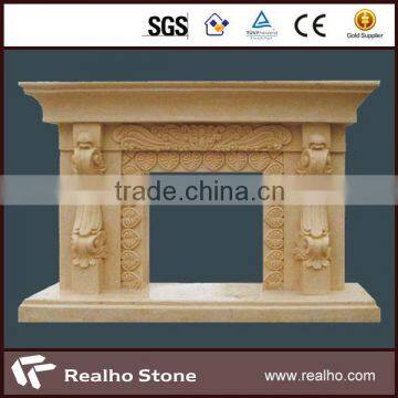 high quality yellow limestone marble fireplace