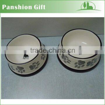 Factory Price Wholesale Ceramic Dog Bowl With Paw Printed photo-2