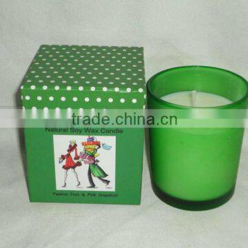 scented soy candle in glass jar with gift box