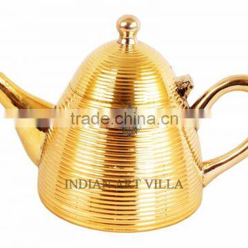 IndianArtVilla Brass Cone Lining Tea Pot Kettle 500 ML - Serving Tea Coffee Tableware Decorative Home Hotel Restaurant Gift item