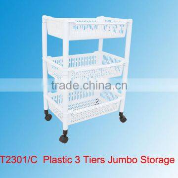 AT2301 Plastic 3 Tiers Trolley In Black