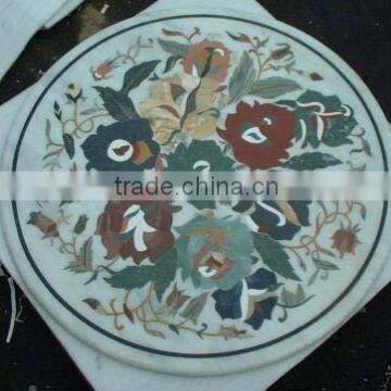 Round Shape Marble Stone Inlay Coffee Table Top