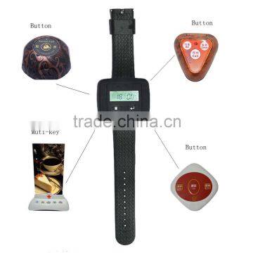 Service supporting queue management wireless button system pagers