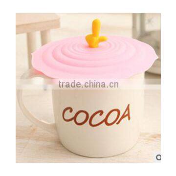 Coffee Mug Suction Lid Cap Silicone Glass Cup Cover Cartoon Sealed Anti-dust