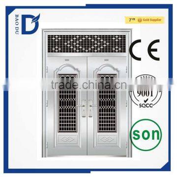 2016 new type Alibaba hot sale security steel door prefab houses front double stainless steel door designs