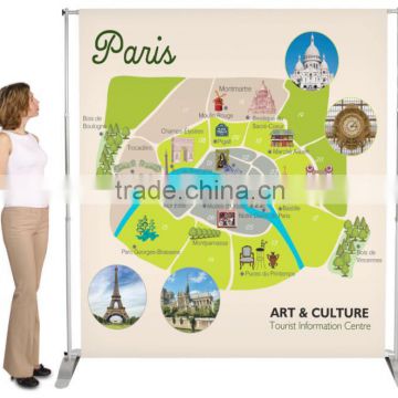 Adjustable aluminum pop up backdrop for trade show exhibit