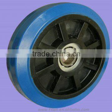 Single bearing Blue Elastic Rubber Jacking Caster