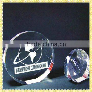 Exquisite Engraved Blank Crystal Glass Round Paperweight For Home Decoration