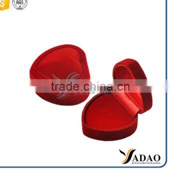 Red Color Heart Shape Velvet Packaging Ring Box photo-6