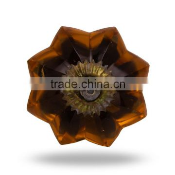 Glass Big melon Knob (amber) Antique