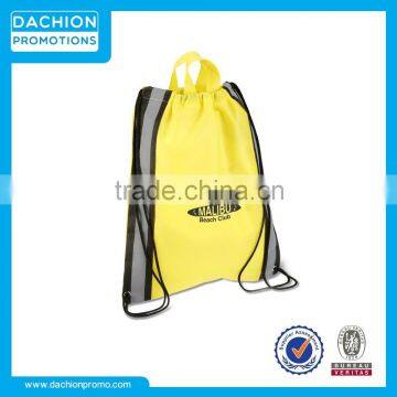 Promotional Reflective Stripe Sportpack/Imprinted Stripe drawstring backpack