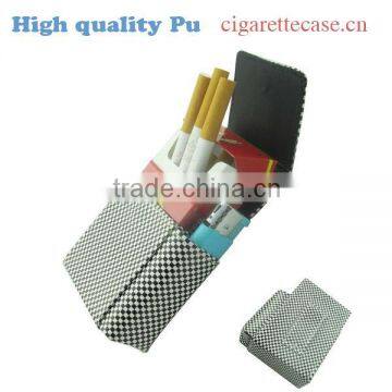 printed pu leather cigarette case cigarette holder leather pouch with lighter holder magnet button close