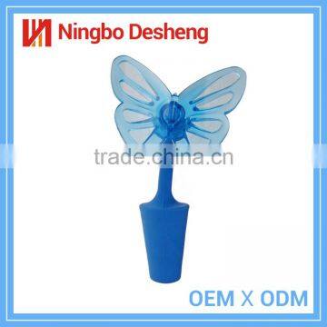 New design green butterfly wine parts silicone bottle stoper
