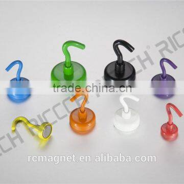 Yellow Magnetic Hooks,Strong Neodymium Rubber Coated Pot Magnet photo-3