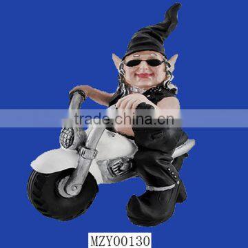 Resin Cool Sculpture New Style Decorative Motorcycle Garden Gnome