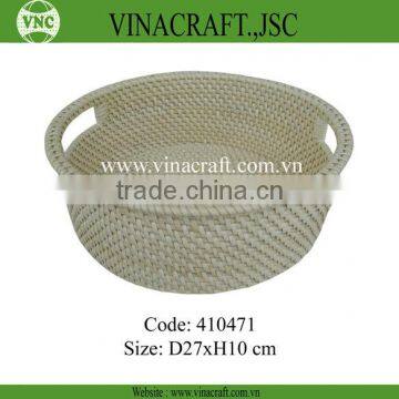 Round ceramic rattan baskets with handles