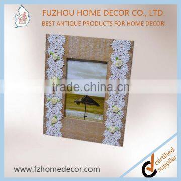 Antique Wooden Colourful Painting Photo Frame With Love Fabric Decor for Home or Gift photo-5