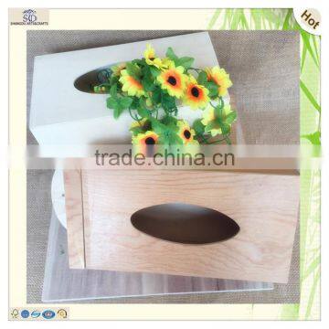 Natural 10 cm Wide Rectangle Sliding Lid Hanging Wood Tissue Box photo-3