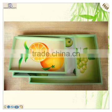 Set Vivid Pictures Fruit Rectangle Shape Wood Tray photo-6