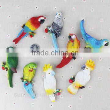 Artificial polyresin parrot lizard owl personalized fridge magnets