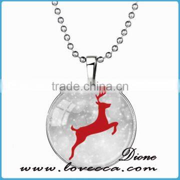 2016 HOT Jewelry Glass Tile Glow Design Christmas Ornament Necklace photo-3