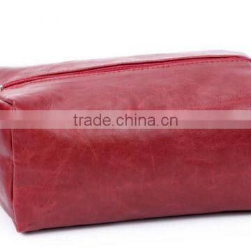 Red Leather Cosmetic Bags With Nylonl Zipper photo-2