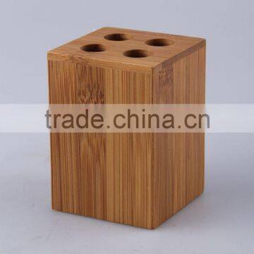 Square With 4 Holes Bamboo Toothbrush Holder photo-3