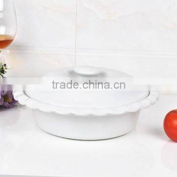 10" Round Porcelain Baking Tray With Lid photo-2