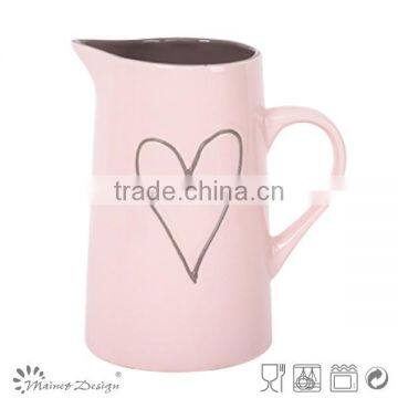 Delicate Emboss Crockery Stoneware Houseware Heart Pattern Pitcher photo-3