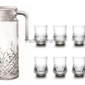 1000ml clear glass jug and 4pcs glass cup set