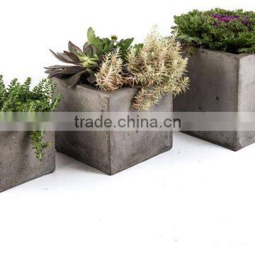 small size grey color wooden cubo planter