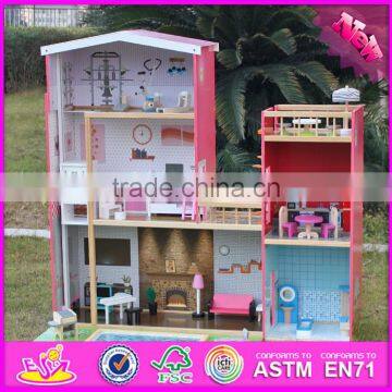 2016 New Design Full Size Children Pretend Play Wooden Uptown Dollhouse With Furniture W06A152 photo-6