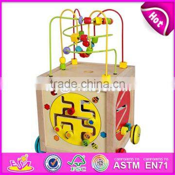 Educational multi-function 5 in 1 wooden toy baby activity cube W11B136-S