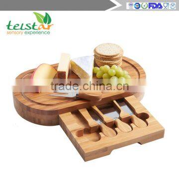 Manufacturers selling 100% Slide Out Bamboo Cheese Board and 4 Piece Knife Set