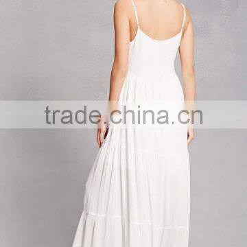 2017 Summer Latest Floral Embroidered Beach Dress Plunging Neckline Boho Maxi Dress HSd9209 photo-3